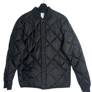 NWT Calvin Klein Quilted Reversible Coat M Black Gray Camo Snap Up Lightweight